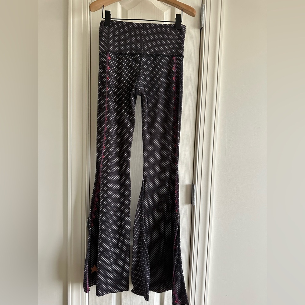 teeki Black Polka Dot Boot Cut Bell Bottom Long Yoga Pants - Picture 4 of 8